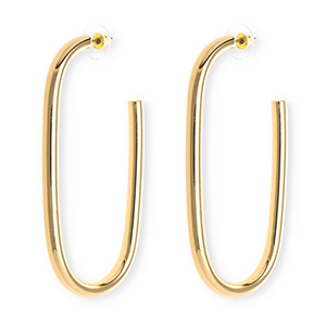 Statement Ohrringe&nbsp;/&nbsp;Ohrstecker Oval mit Rostfrei Stahl-Stecker Gold