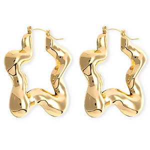 Statement Ohrringe&nbsp;/&nbsp;Creolen Stern mit Rostfrei Stahl-Stecker Gold