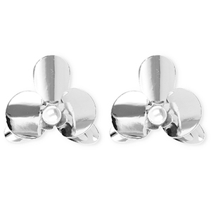 Statement Ohrringe&nbsp;/&nbsp;Ohrstecker Blume mit Imitation Perle mit Rostfrei Stahl-Stecker Silver-white