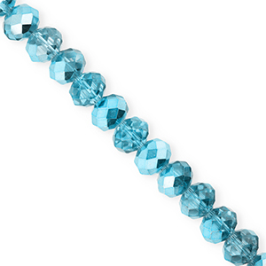 Top Glas Facett Perlen 8x6&nbsp;mm Rondellen Teal blue-pearl shine coating