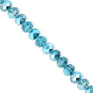 Top Glas Facett Perlen 6x5&nbsp;mm Rondellen Teal blue-pearl shine coating