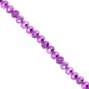 Top Glas Facett Perlen 4x3&nbsp;mm Rondellen Purple-pearl shine coating