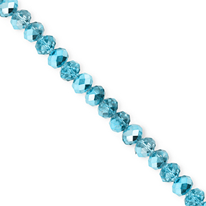 Top Glas Facett Perlen 4x3&nbsp;mm Rondellen Teal blue-pearl shine coating