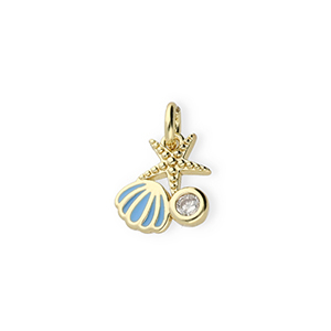 Brass TQ Metall Anh&auml;nger Meeresleben mit Strass Gold-blue-transparent