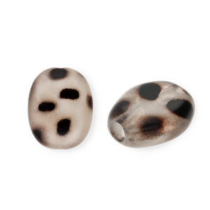 Acrylperlen Eierf&ouml;rmig mit Leopard-Print Transparent white-black