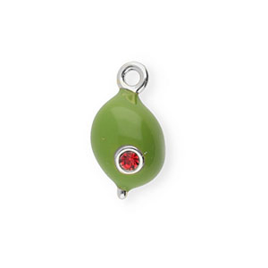 BY31&reg; Eco-brass (nachaltiges Messing) Anh&auml;nger mit Enamel Olive Silver-olive green-red