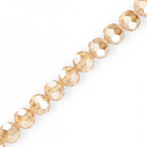 Top Glas Facett Perlen Rund 14 mm Beige-pearl shine coating