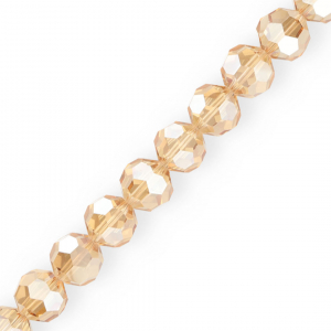 Top Glas Facett Perlen Rund 16 mm Beige-pearl shine coating