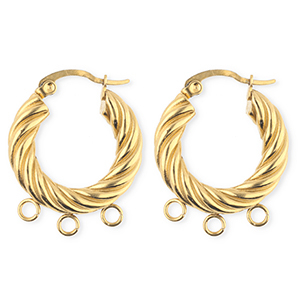 BY31&reg; Schmuckzubeh&ouml;r aus rostfreiem Edelstahl Ohrringe / Ohrstecker Twisted mit 3 &Ouml;sen Gold