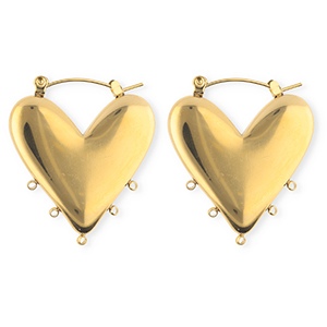 BY31&reg; Schmuckzubeh&ouml;r aus rostfreiem Edelstahl Ohrringe / Ohrstecker Herz mit 5 &Ouml;sen Gold