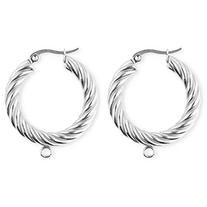 BY31&reg; Schmuckzubeh&ouml;r aus rostfreiem Edelstahl Ohrringe / Ohrstecker Twisted mit &Ouml;se Silver