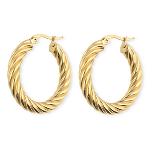 BY31&reg; Ohrringe aus rostfreiem Edelstahl / Creolen Twisted Gold