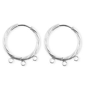 BY31&reg; Schmuckzubeh&ouml;r aus rostfreiem Edelstahl Ohrringe / Ohrstecker Twisted mit 3 &Ouml;sen Silver