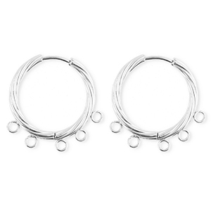 BY31&reg; Schmuckzubeh&ouml;r aus rostfreiem Edelstahl Ohrringe / Ohrstecker Twisted mit 5 &Ouml;sen Silver