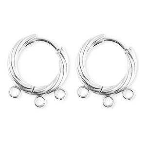 BY31&reg; Schmuckzubeh&ouml;r aus rostfreiem Edelstahl Ohrringe / Ohrstecker Twisted mit 3 &Ouml;sen Silver
