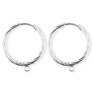 BY31&reg; Schmuckzubeh&ouml;r aus rostfreiem Edelstahl Ohrringe / Ohrstecker Twisted mit &Ouml;se Silver