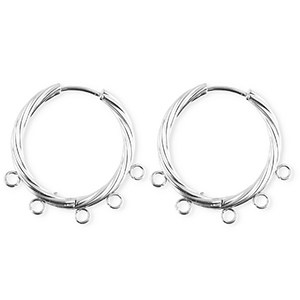 BY31&reg; Schmuckzubeh&ouml;r aus rostfreiem Edelstahl Ohrringe / Ohrstecker Twisted mit 5 &Ouml;sen Silver