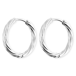 BY31&reg; Ohrringe aus rostfreiem Edelstahl / Creolen Twisted Silver