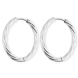 BY31&reg; Ohrringe aus rostfreiem Edelstahl / Creolen Twisted Silver