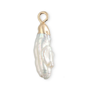 Imperfekten S&uuml;&szlig;wasserperlen Anh&auml;nger Tooth Gold-Natural white