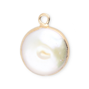 Imperfekten S&uuml;&szlig;wasserperlen Anh&auml;nger Round Gold-Natural white