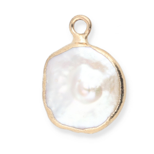 Imperfekten S&uuml;&szlig;wasserperlen Anh&auml;nger round Gold-Natural white