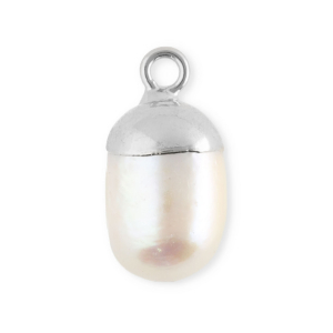 Imperfekten S&uuml;&szlig;wasserperlen Anh&auml;nger round Silver-natural white