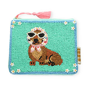 BY31&reg; Etui Dackel mit Blume Mint green-brown-light blue-pink-white