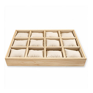 Schmuckdisplay 12-F&auml;cher mit Kissen Natural-off white
