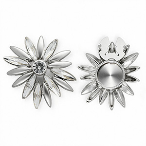 Knopfabdeckung Blume Silver-crystal