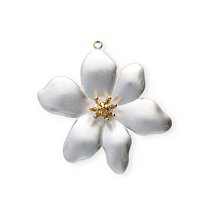 Anh&auml;nger aus rostfreiem Edelstahl mit Enamel, Blume Gold-pearl white