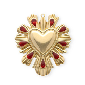 nh&auml;nger aus rostfreiem Edelstahl mit Enamel, Herz Gold-red