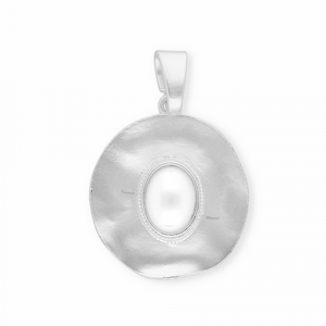 Statement-Anh&auml;nger, rund mit ovaler Imitations-Perle Silver-white