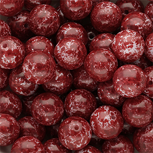 12 mm Glasperlen Burgundy red-white