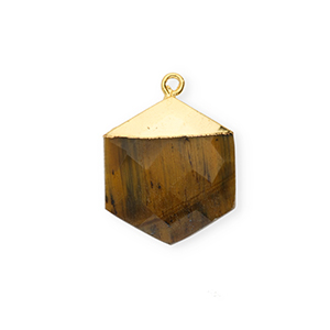 Naturstein Anh&auml;nger Tigerauge Hexagon Golden brown-gold