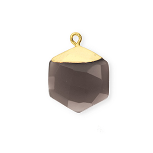 Naturstein Anh&auml;nger Quarz Hexagon Taupe-gold