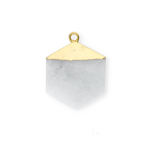 Naturstein Anh&auml;nger Mondstein Hexagon White-gold