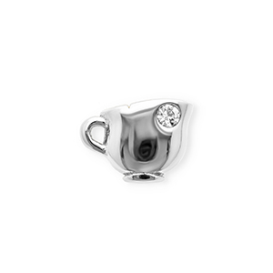 Anh&auml;nger aus rostfreiem Edelstahl mit Strass, Tasse Silver-crystal