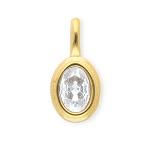 Anh&auml;nger aus rostfreiem Edelstahl mit Strass, Oval Gold-crystal