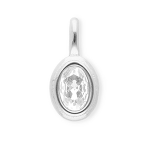 Anh&auml;nger aus rostfreiem Edelstahl mit Strass, Oval Silver-crystal