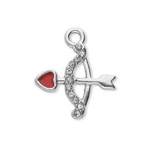 Anh&auml;nger aus rostfreiem Edelstahl mit Strass, Pfeil und Bogen Silver-crystal-red