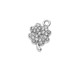 Anh&auml;nger aus rostfreiem Edelstahl mit Strass, Kleeblatt Silver-crystal