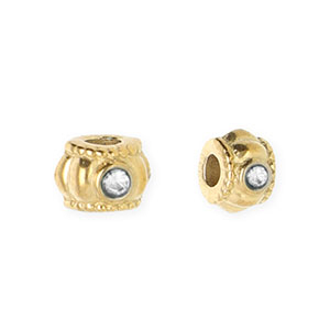 Stainless Steel - Rostfrei Stahl Perlen Spacer mit Strass 6 mm Gold-crystal