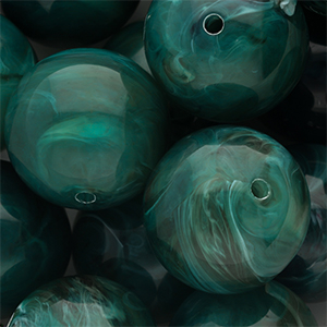 24 mm Acrylperlen Rund Teal green-multicolour-white marble