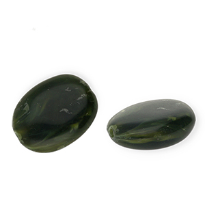 Acrylperlen Oval Moss green-white marble