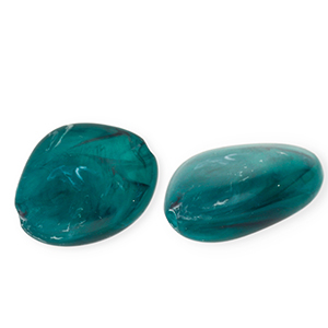 Acrylperlen Irregular Teal green-multicolour-white marble