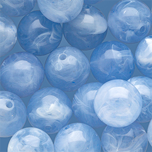 14 mm Acrylperlen Rund Light blue-white marble