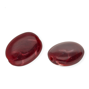 Acrylperlen Oval Burgundy red-white marble