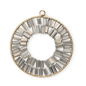 Top Facett Anh&auml;nger Rund Gold-grey