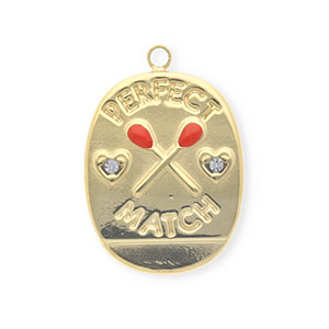 Anh&auml;nger aus rostfreiem Edelstahl, Oval "perfect match" Gold-red